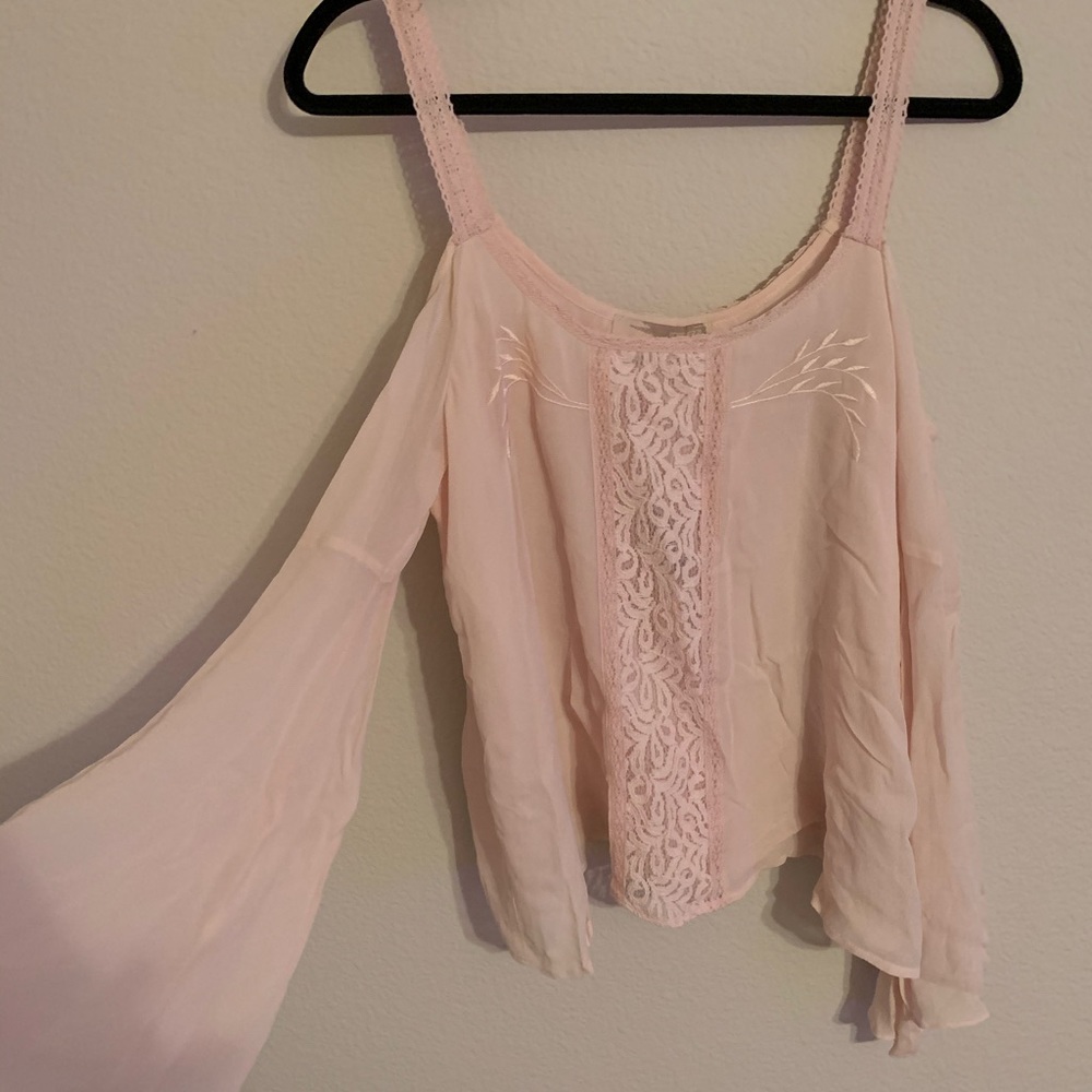 NWT FOREVER21 Pink Chiffon Long Sleeve Blouse